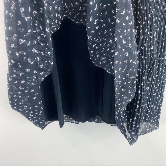 Skies Are Blue A-line Black & White Mini Floral Pleated Lined Midi Skirt Sz 3X - Picture 8 of 14